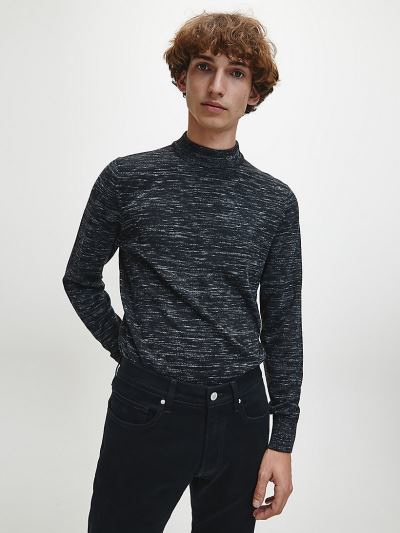Calvin Klein Ruhák HU900489 | Calvin Klein Sustainable Cotton Blend Férfi Pulóver Fekete / Világos F
